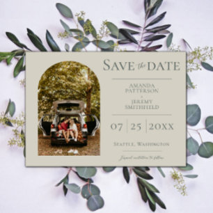 Einfaches Foto Beige Save the Date