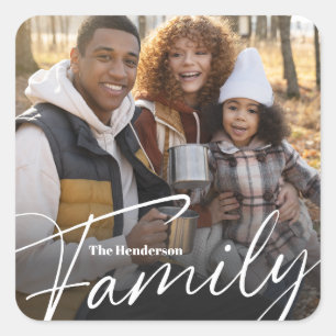 Einfaches Foto benutzerdefinierter Familie Quadratischer Aufkleber