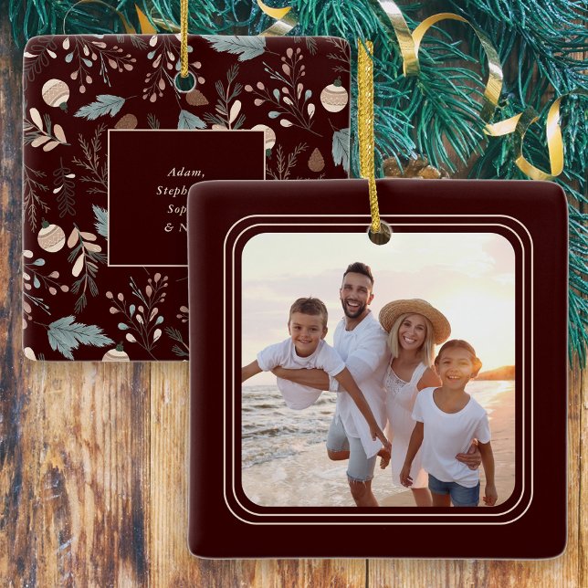 Einfaches Foto Boho Winter Grün Weihnachten Keramikornament (Von Creator hochgeladen)