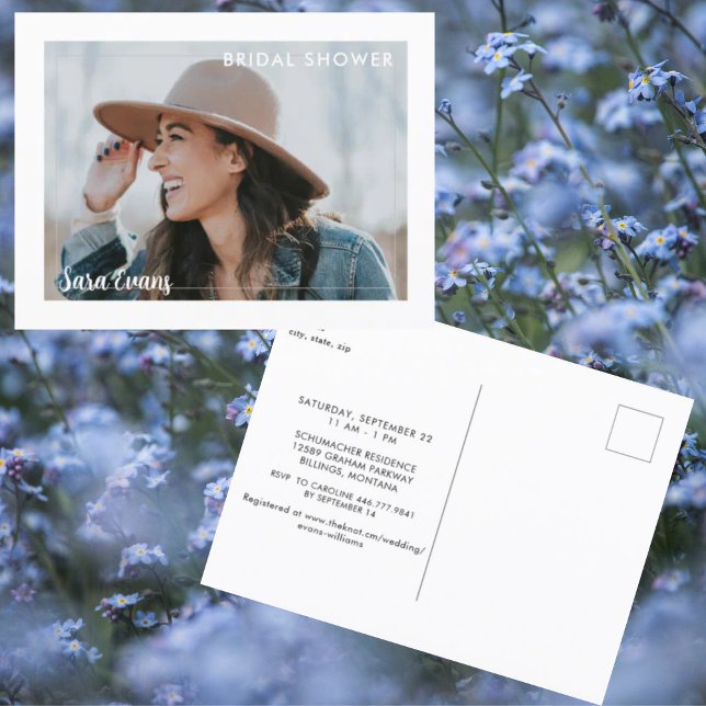 Einfaches Foto Brautparty Weiße Einladung Postkarte (Von Creator hochgeladen)