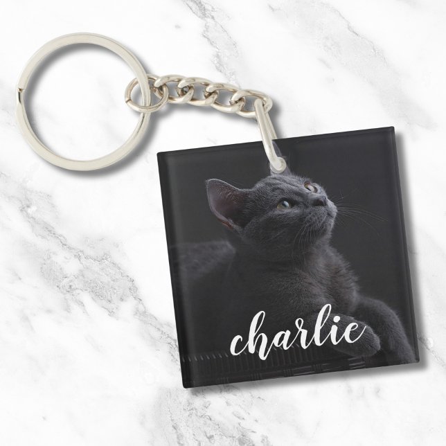 Einfaches Foto Chat Name Schlüsselanhänger (Pet Photo Keychain)
