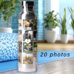 Einfaches Foto-Collage mit Monogramm Keepsake Trinkflasche<br><div class="desc">Fügen Sie 20 Fotos für Familie, Kinder, Haustiere oder Freunde hinzu und kreieren Sie Ihre eigene trendige Collage Grid Weiß- und Schwarzwasserflasche mit Ihrem persönlichen oder familiären Monogramm-Namen in einem weißen Herz. Einfach mit Ihren benutzerdefinierten quadratischen Bildern und Buchstaben personalisieren. Es kann ein nettes, nachdenkliches Geschenk für ein Familienmitglied, einen...</div>