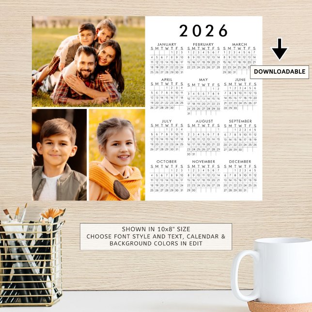 Einfaches Foto Collage Poster 2026 Kalender 3 (Von Creator hochgeladen)