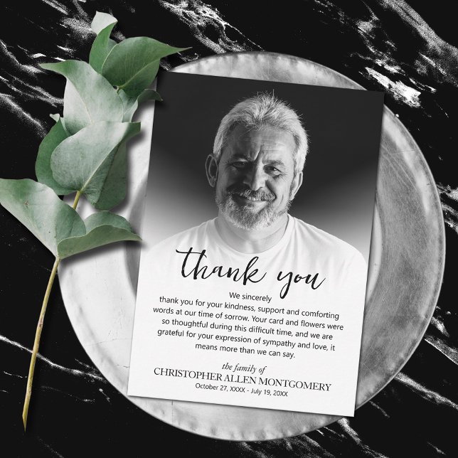 Einfaches Foto Dankeskarte (Simple funeral photo thank you cards, 3.5" x 5" or larger)