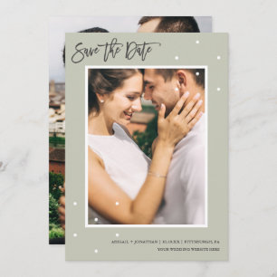 Einfaches Foto des Salbei-zwei mit Punkten Save Save The Date