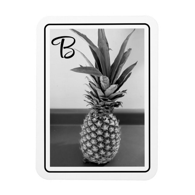 Einfaches Foto einer Ananas mit Single Initial Magnet (Vertikal)