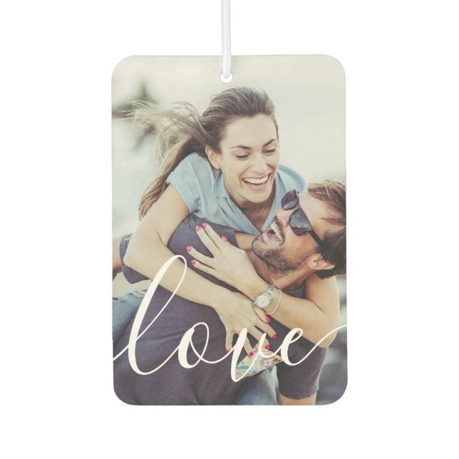 Einfaches Foto Elegante Liebe Script Autolufterfrischer (Vorderseite)