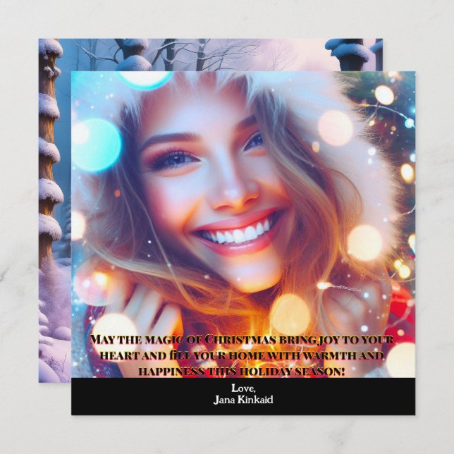 Einfaches Foto Elegante Weihnachtskarte Einladung (Vorne/Hinten)