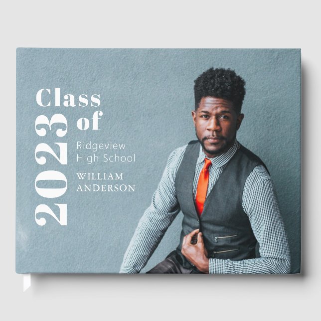 Einfaches Foto Fett Foto Abschluss Gästebuch (Vorderseite)