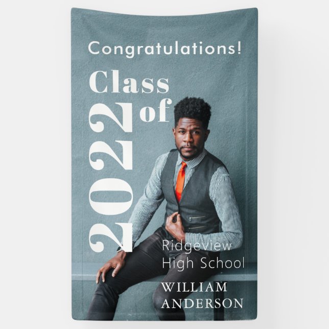 Einfaches Foto Fett Letterings Abschluss Banner (Vertikal)