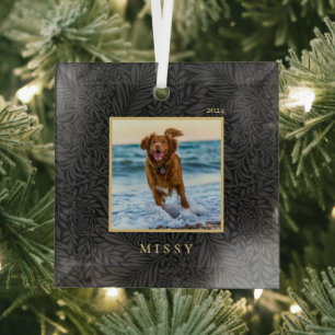 Einfaches Foto für Elegante benutzerdefinierte Nam Ornament Aus Glas
