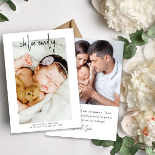 Einfaches Foto handgeschriebenes neues Baby Ankündigung