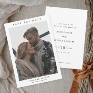 Einfaches Foto Hochzeit speichern Sie das Datum Einladung