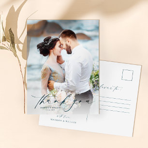 Einfaches Foto Hochzeit Vielen Dank Postkarte