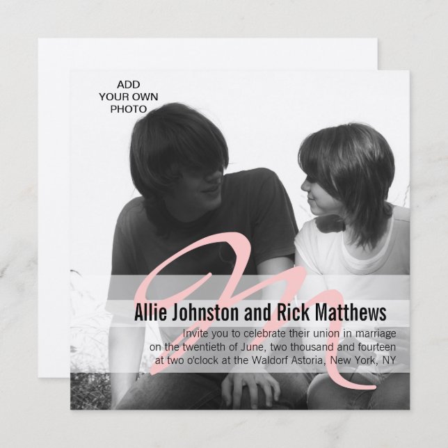 Einfaches Foto Hochzeitssilber Einladung (Vorne/Hinten)