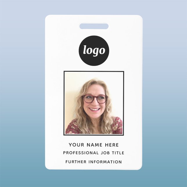 Einfaches Foto-ID Nametag Ausweis (Simple logo with custom text business branding promotional photo ID badge name tag)