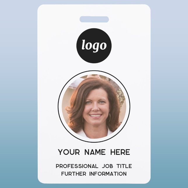 Einfaches Foto-ID Nametag Ausweis (Logo photo and custom text business id nametag)