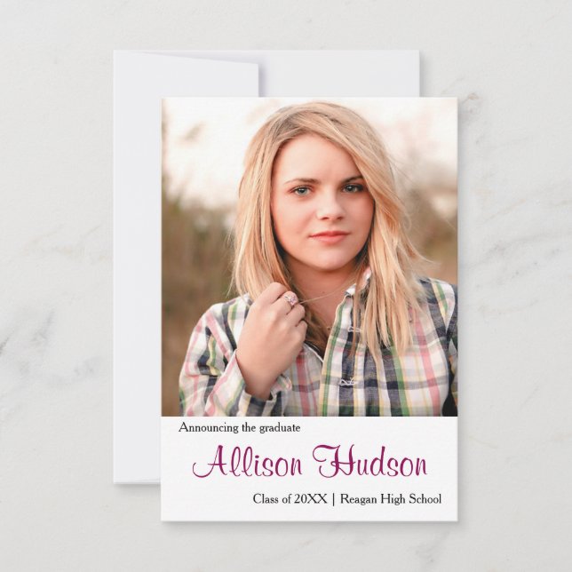 Einfaches Foto Lila Name - 3x5 Grad Ankündigung (Vorderseite)