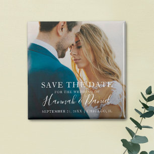 Einfaches Foto Magnet Save the Date Einladung