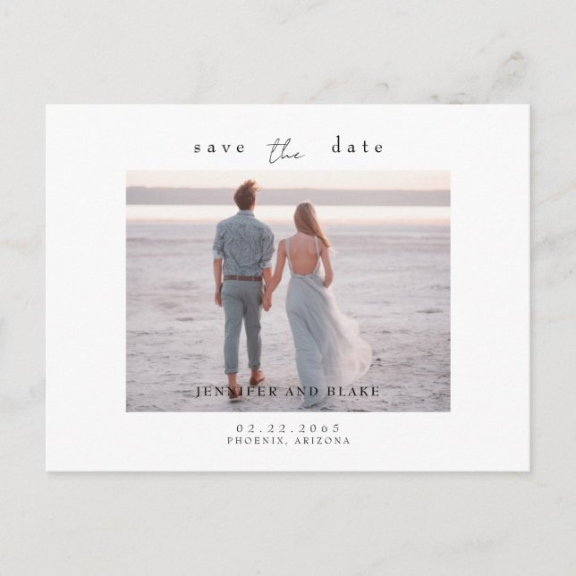 Einfaches Foto Minimalistisch Save the Date Postka Postkarte (Vorderseite)