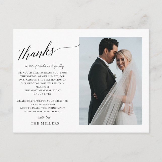 Einfaches Foto mit Handschrift danke Postkarte (Vorderseite)