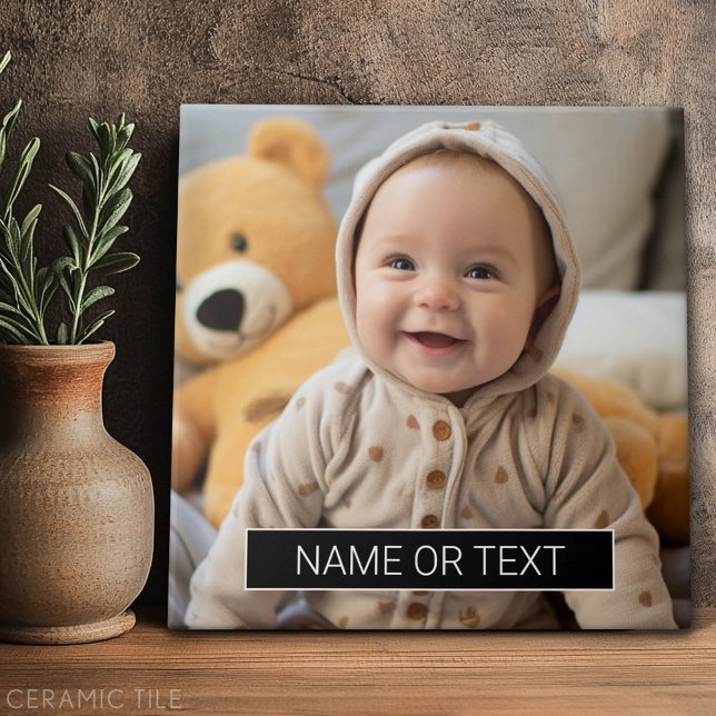 Einfaches Foto mit schwarzem Farbblock für Text Fliese (Custom Tile)