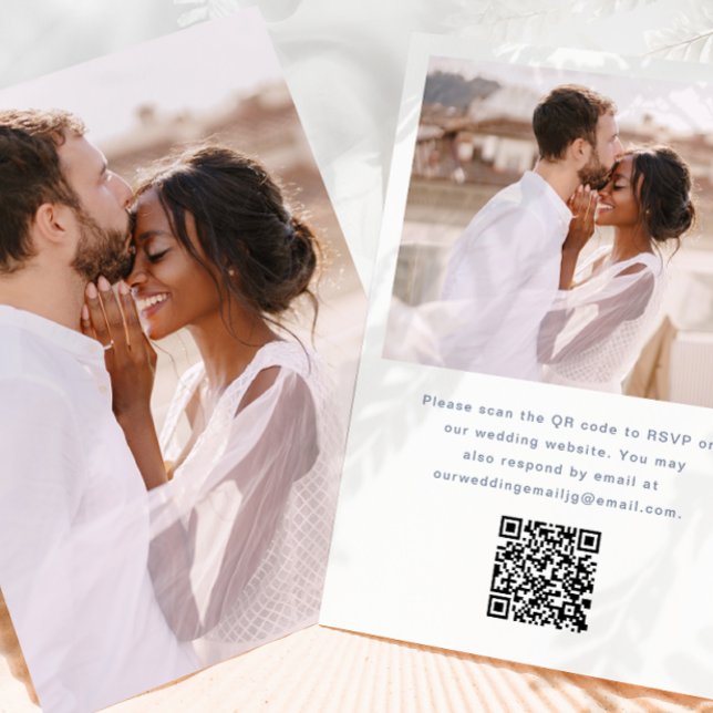 Einfaches Foto mit UAwg QR Code Blue Wedding Einladung (Von Creator hochgeladen)