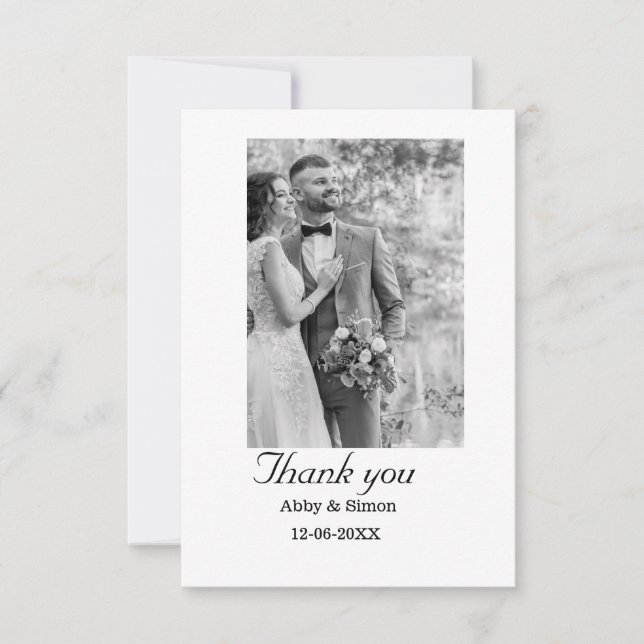 Einfaches Foto - Moderne Hochzeit Dankeskarte (Vorderseite)