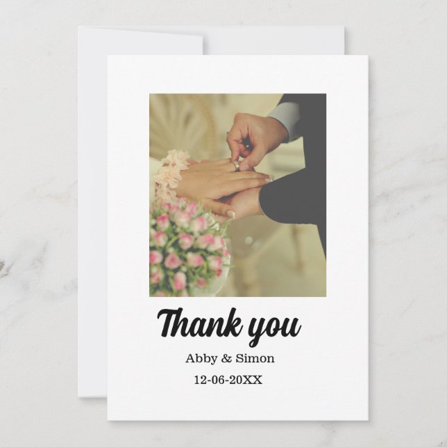 Einfaches Foto - Moderne Hochzeit Dankeskarte (Vorderseite)