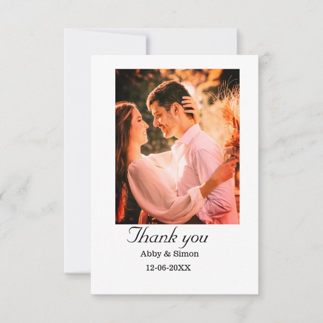 Einfaches Foto - Moderne Hochzeit Dankeskarte (Vorderseite)