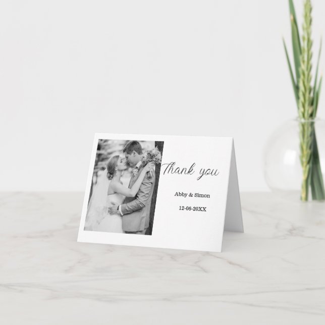 Einfaches Foto - Moderne Hochzeit Dankeskarte (Vorderseite)
