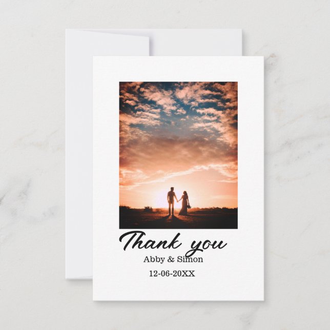 Einfaches Foto - Moderne Hochzeit Dankeskarte (Vorderseite)