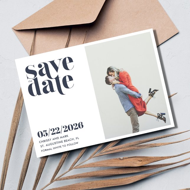 Einfaches Foto Moderne Hochzeit rettet das Datum Save The Date (Simple Photo Modern Wedding Save the Date)