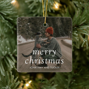 Einfaches Foto Moderne Weihnachten Keramikornament