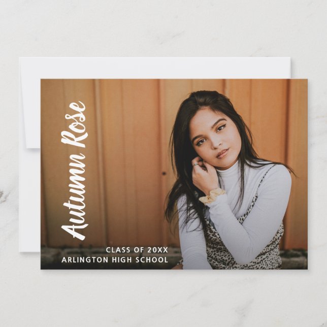 Einfaches Foto Moderner Abschluss Ankündigung (Vorderseite)