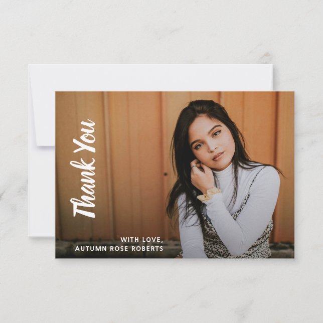 Einfaches Foto Moderner Abschluss Dankeskarte (Vorderseite)