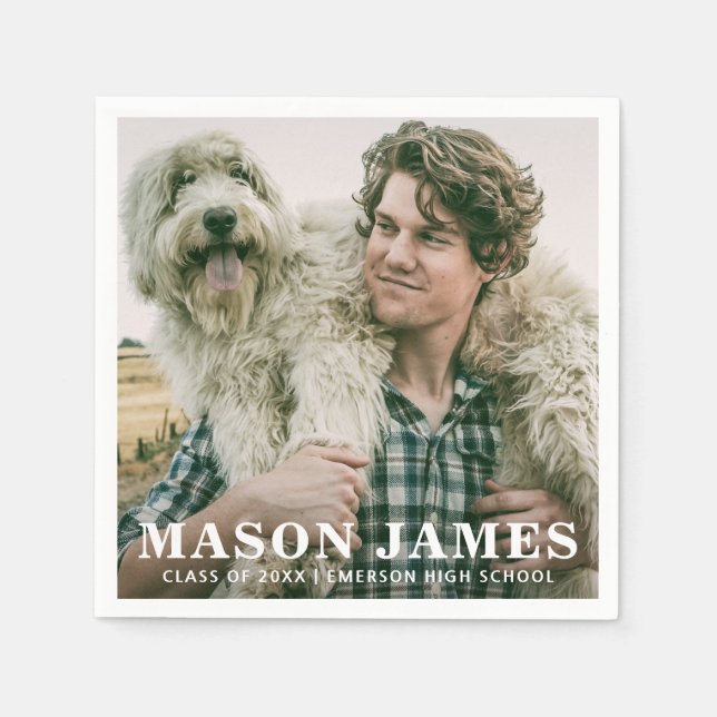 Einfaches Foto Moderner Abschluss Serviette (Vorderseite)