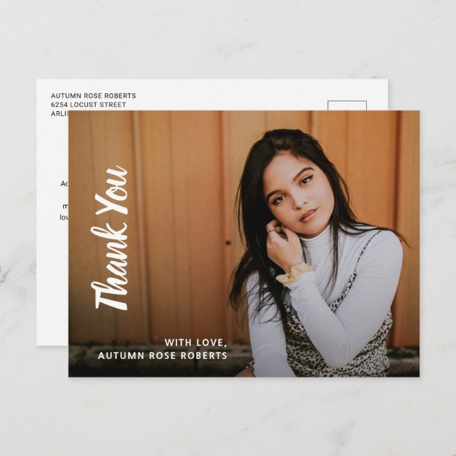Einfaches Foto Moderner Abschluss Vielen Dank Postkarte (Vorne/Hinten)
