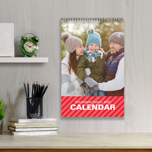 Einfaches Foto Monate Coole Streifen Typografie Kalender