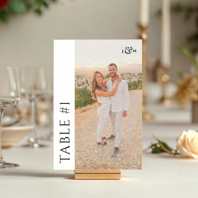 Einfaches Foto-Monogramm-Hochzeit Tischnummer (Von Creator hochgeladen)