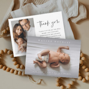 Einfaches Foto Neugeborenes Baby Foto Geburt Dankeskarte