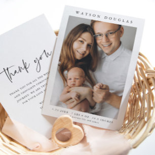 Einfaches Foto Neugeborenes Baby Geburt  Dankeskarte