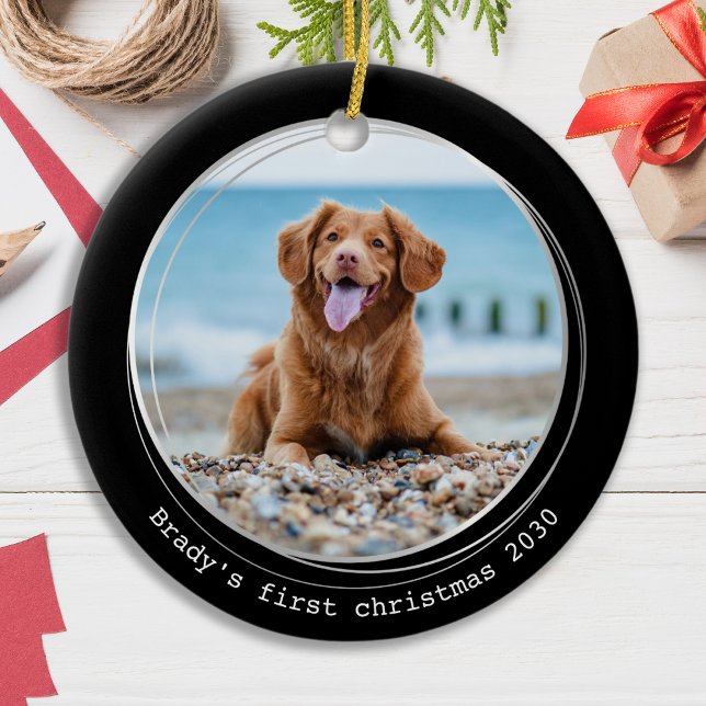 Einfaches Foto Personalisierter Hund über Weihnach Keramik Ornament (Von Creator hochgeladen)