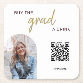 Einfaches Foto QR Code Kaufen Sie den Grad ein Get Rechteckiger Pappuntersetzer