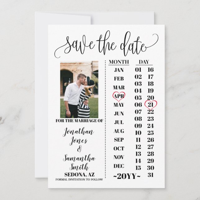 Einfaches Foto Save the Date moderne Hochzeit Einladung (Vorderseite)