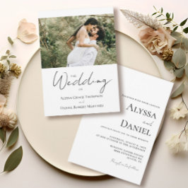 Einfaches Foto Schwarz-Weiß-Hochzeit Einladung