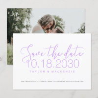 Einfaches Foto Script Orchid Save the Date Lila