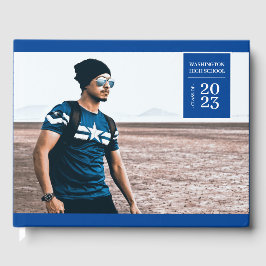 Einfaches Foto Tab Abschluss Blue Gästebuch