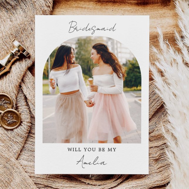 Einfaches Foto Thema Bridesmaid Vorschlag Einladun Einladung (Simple Photo Theme Bridesmaid Proposal Invitation)