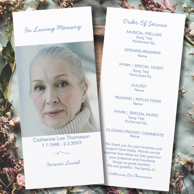 Einfaches Foto Trauerfeier Programm Flat Programm (Simple Photo Funeral Order Of Service Flat Program
)